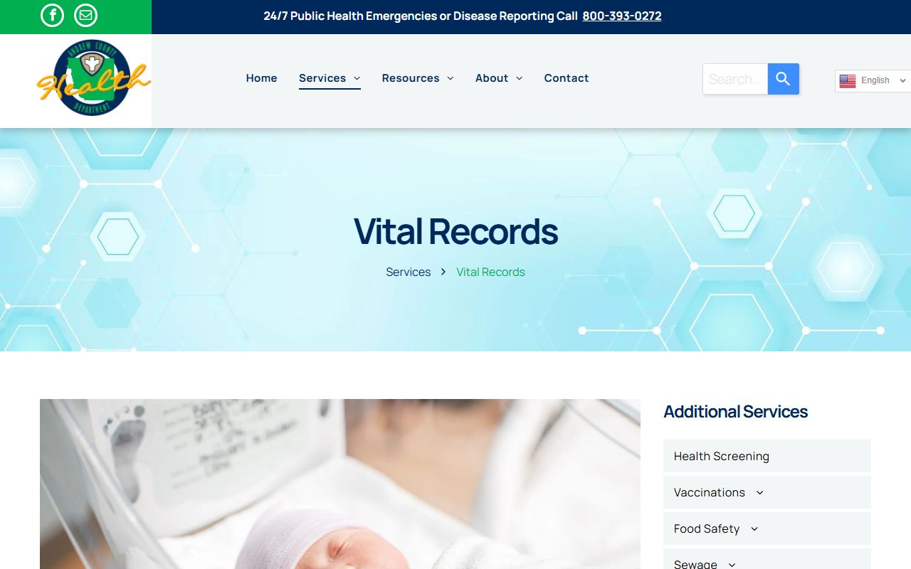 Andrew County Health Department vital records divorce records information