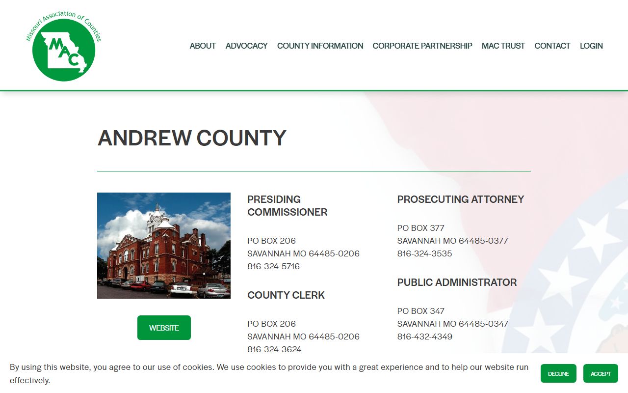 Andrew County Missouri Association of Counties divorce records contact