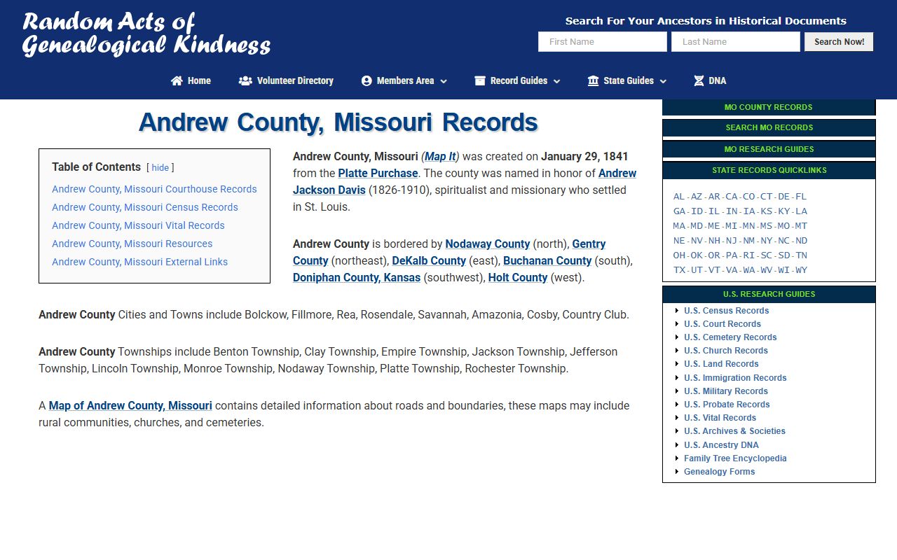 Andrew County courthouse genealogical divorce records information