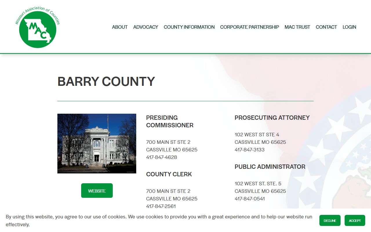 Barry County Missouri Association of Counties divorce records contact information