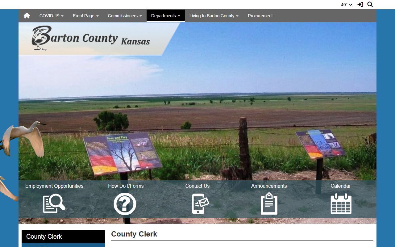 Barton County government website divorce records and county clerk information