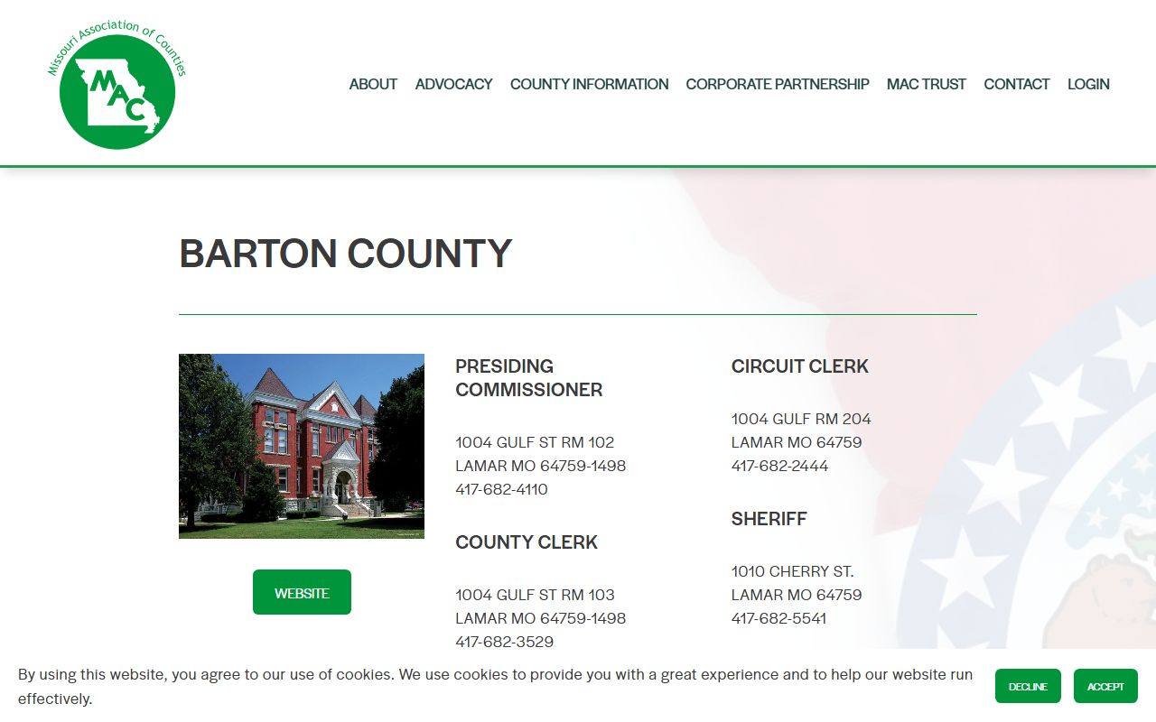 Barton County Missouri Association of Counties divorce records contacts