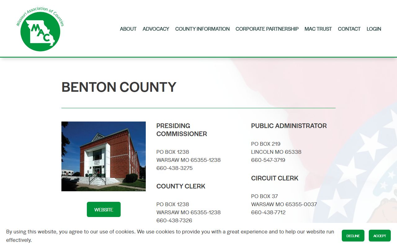 Benton County Missouri Association of Counties divorce records information