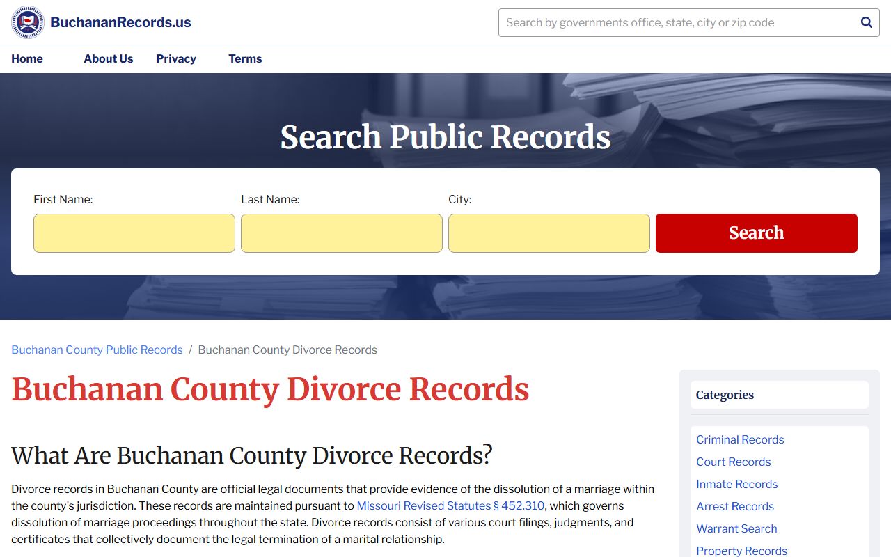 Buchanan County divorce records circuit clerk information