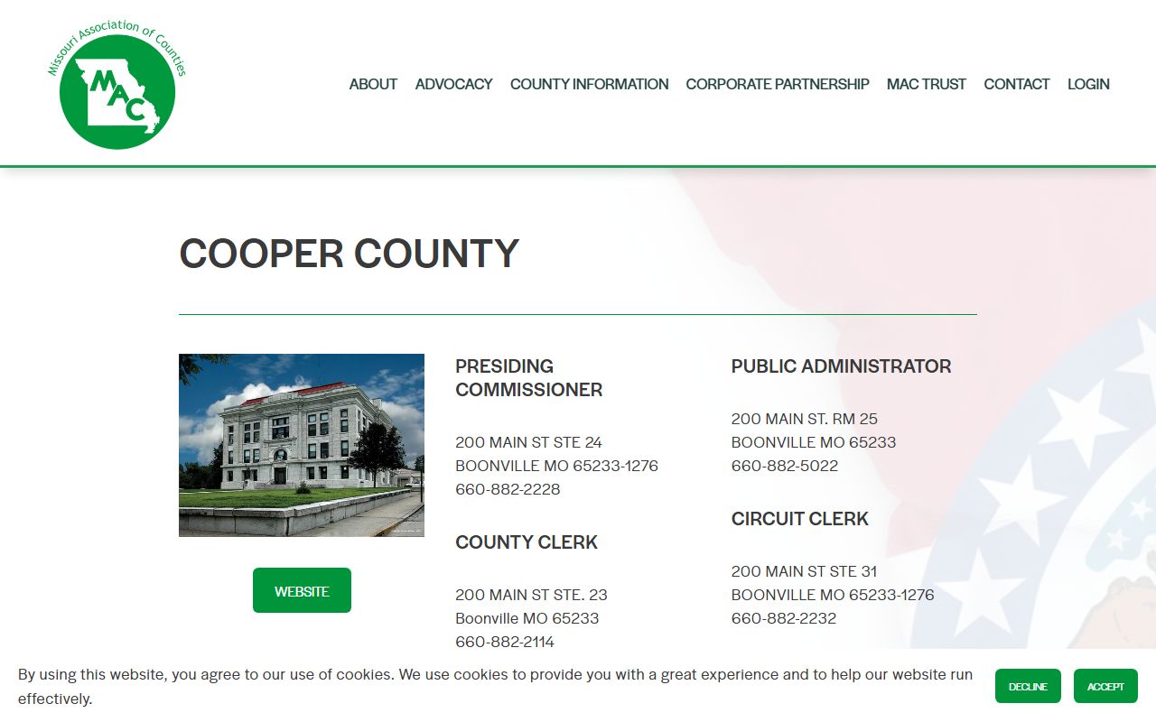 Cooper County Missouri divorce records contact information