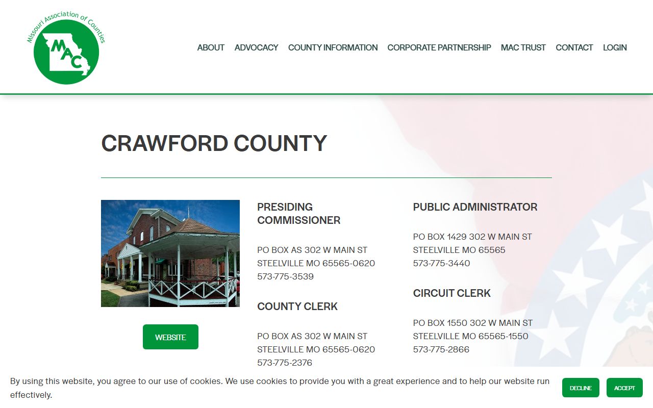 Crawford County Missouri officials directory for divorce records