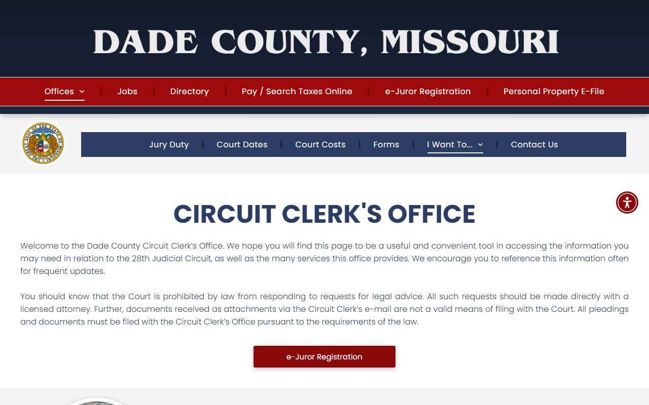 Dade County Missouri Circuit Clerk divorce records office