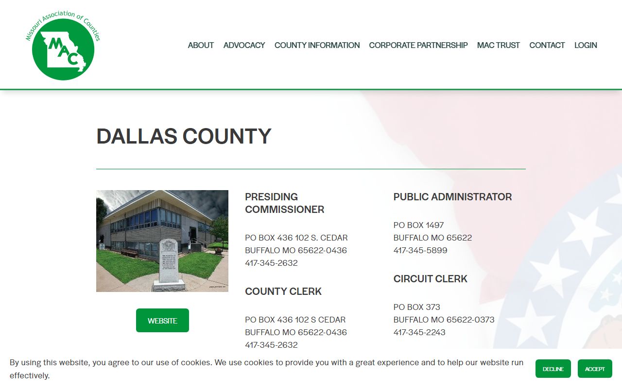 Dallas County Missouri officials directory for divorce records