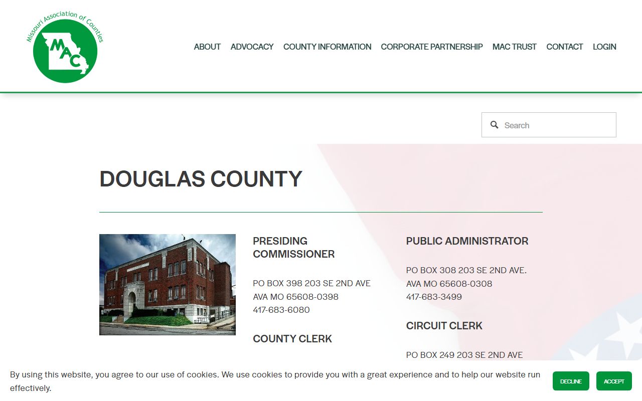 Douglas County Missouri officials directory for divorce records