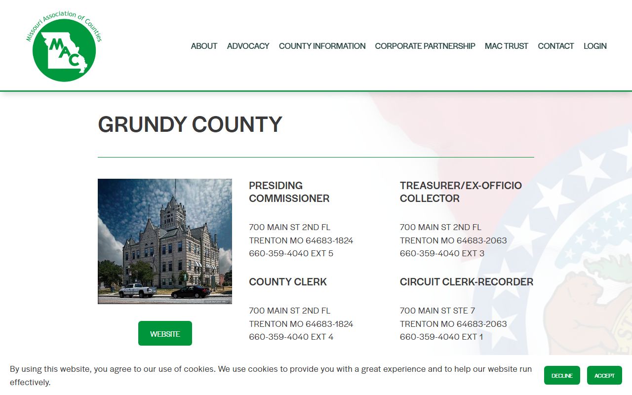 Grundy County Missouri Association of Counties divorce records contact information