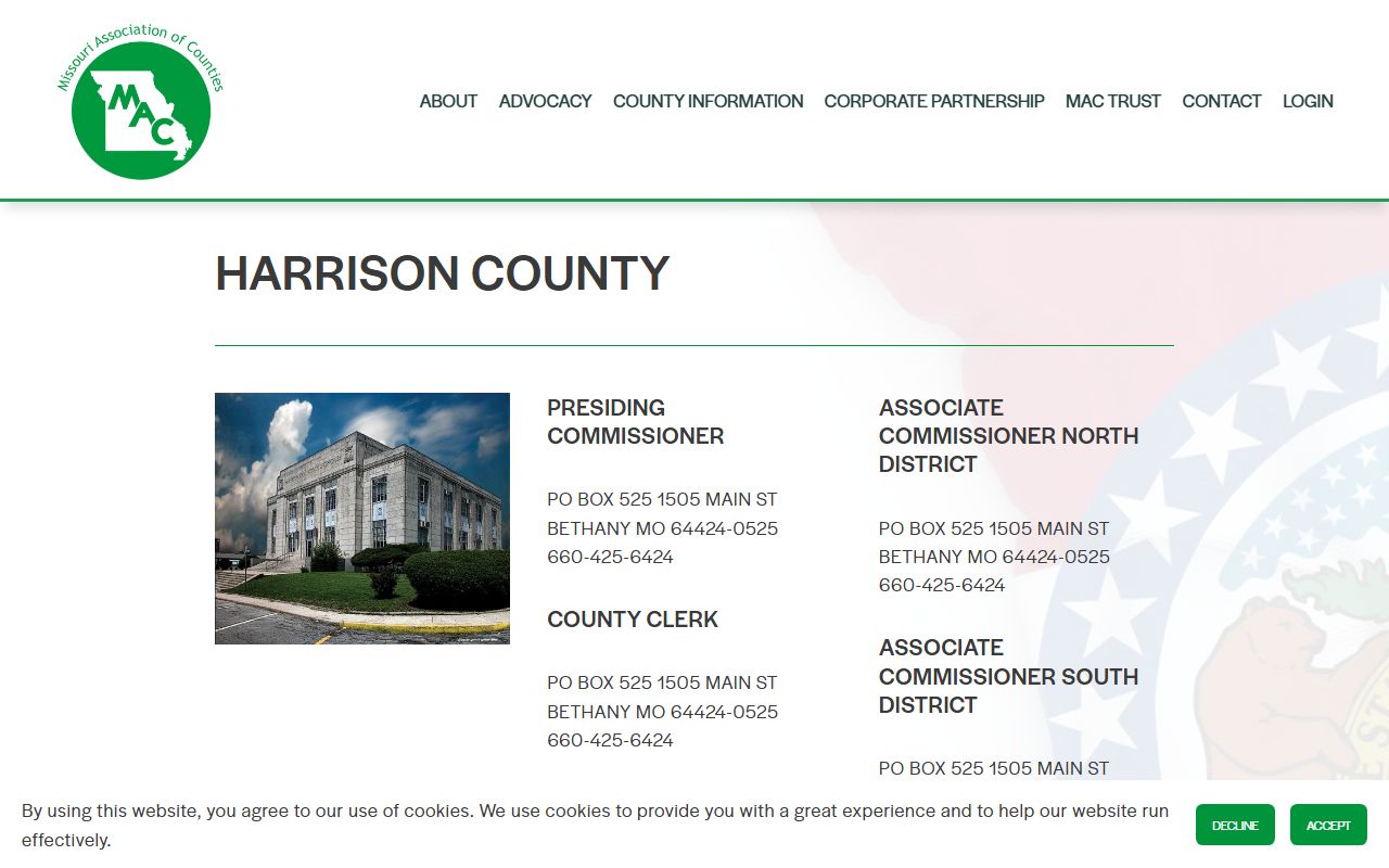 Harrison County Missouri divorce records contact information