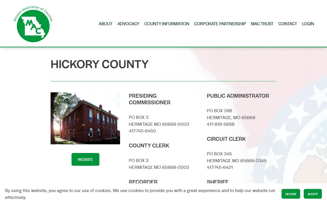 Hickory County Missouri divorce records contact information
