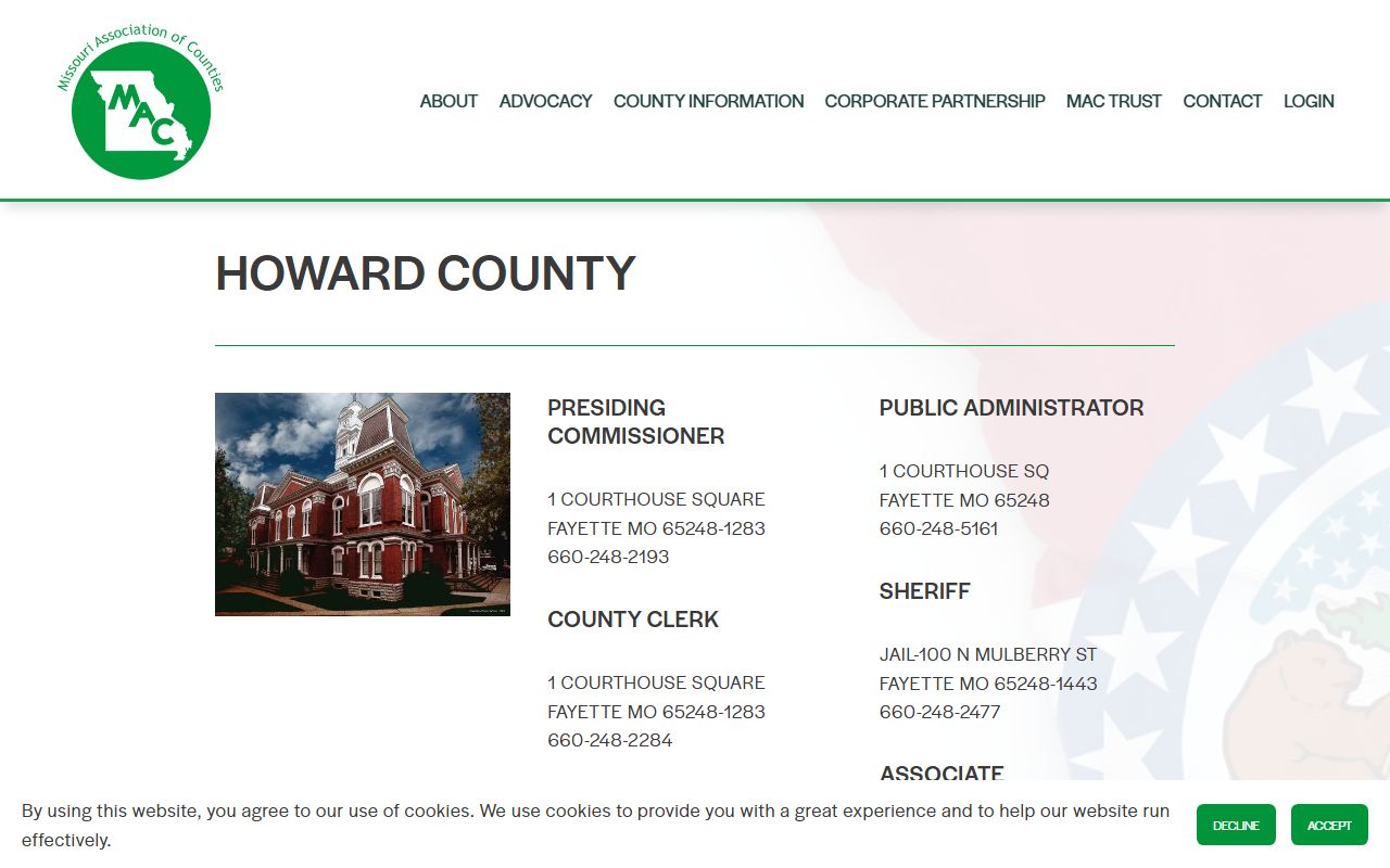Howard County Missouri divorce records contact information