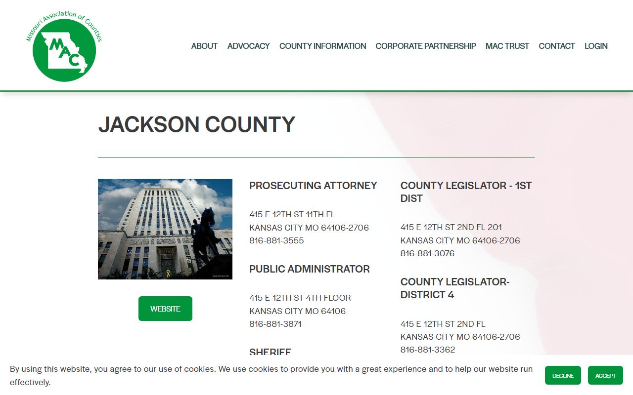 Jackson County Circuit Clerk contact information for divorce records