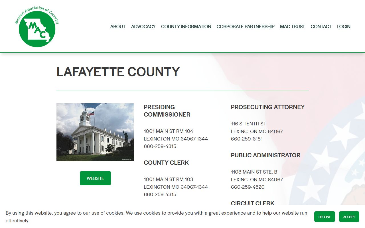 Lafayette County Circuit Clerk contact information for divorce records