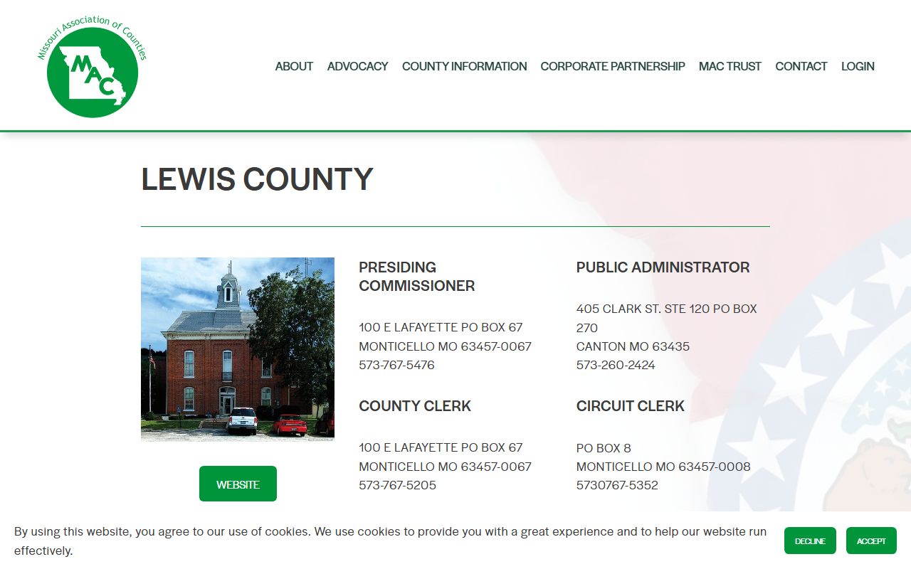 Lewis County Circuit Clerk contact information for divorce records