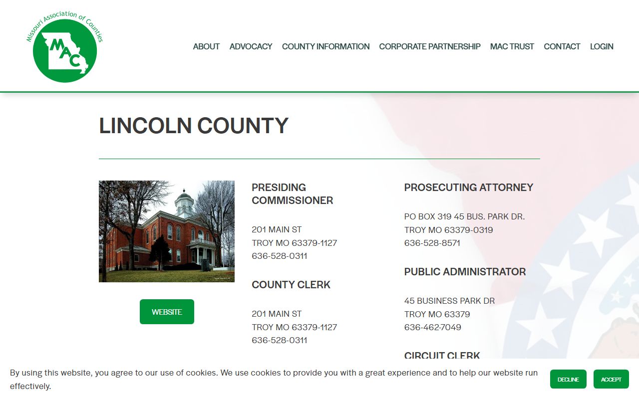 Lincoln County Circuit Clerk contact information for divorce records