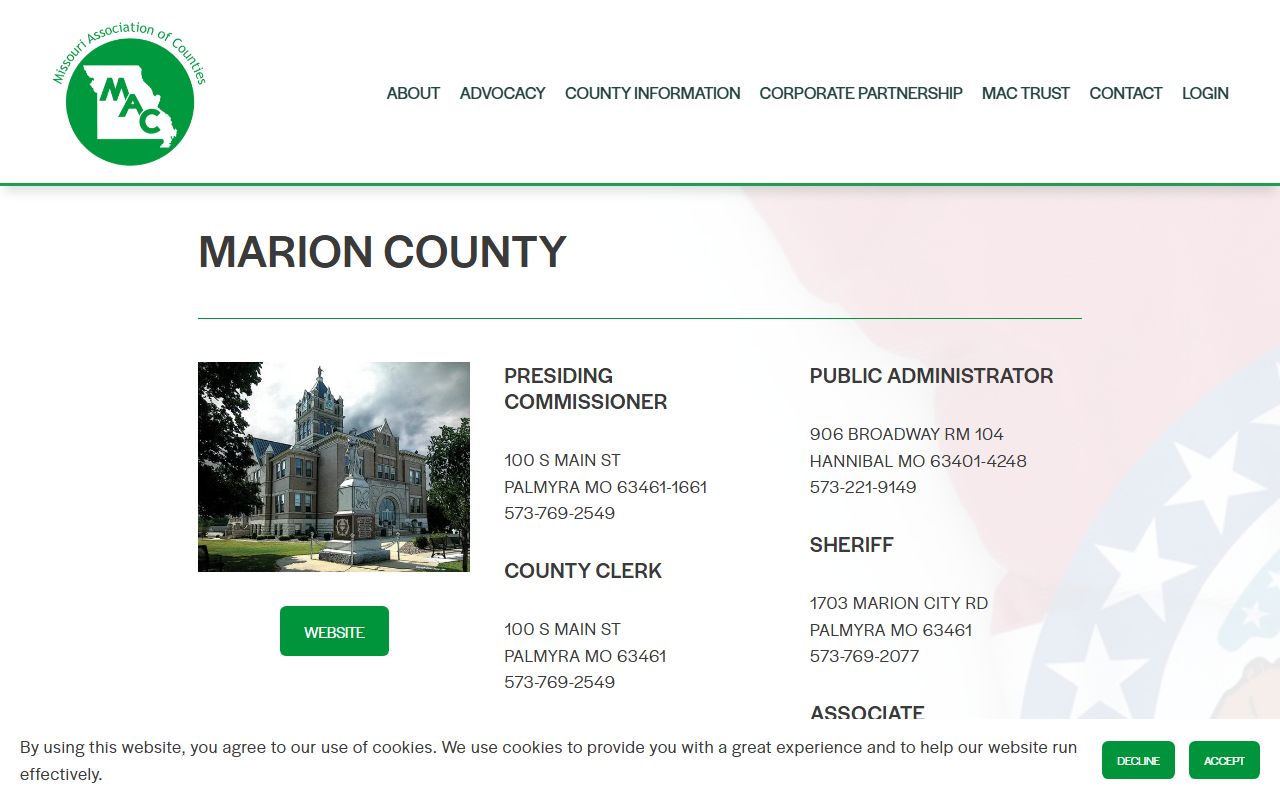 Marion County Missouri divorce records Circuit Clerk contact information for Palmyra and Hannibal