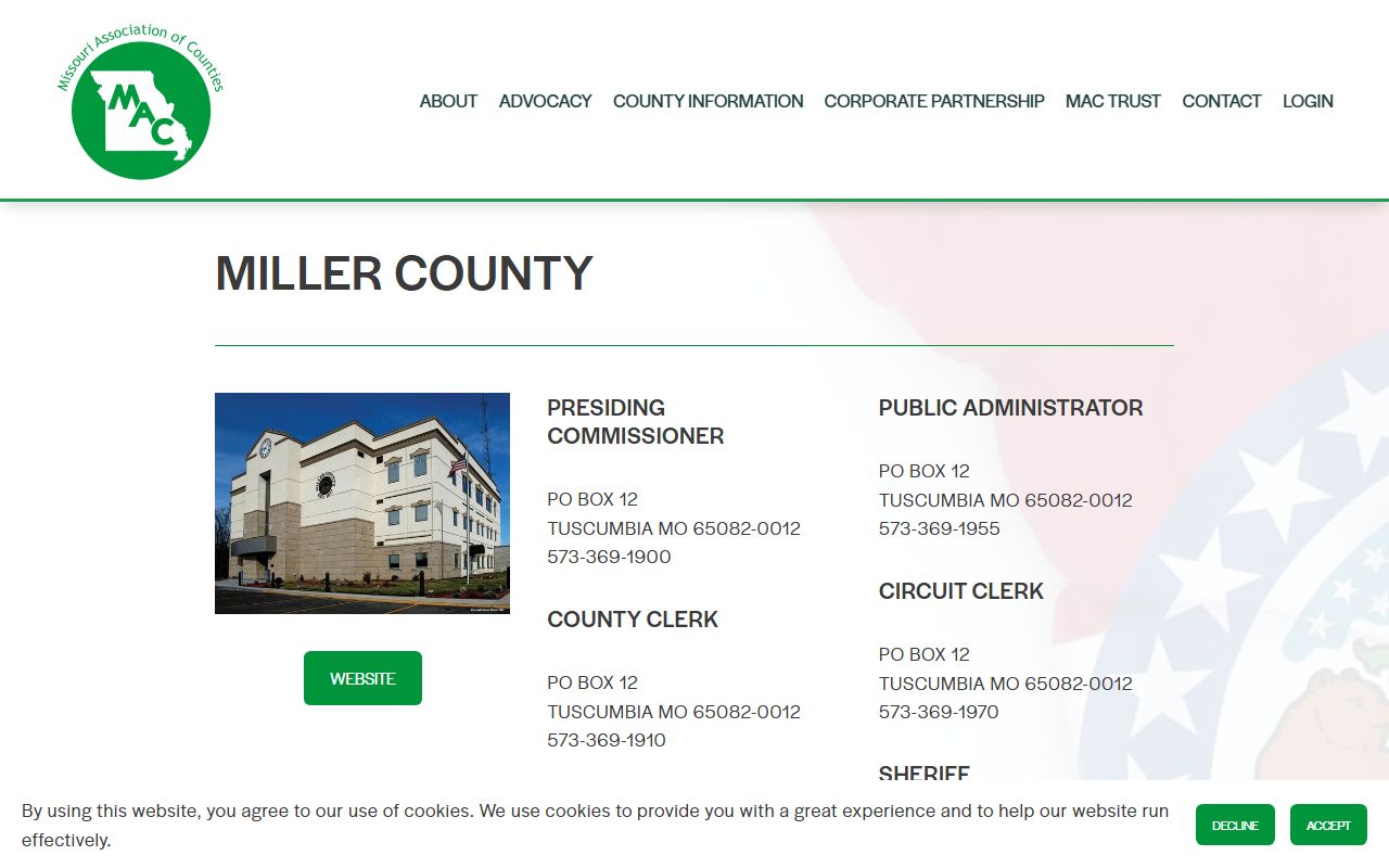 Miller County Circuit Clerk contact information for divorce records