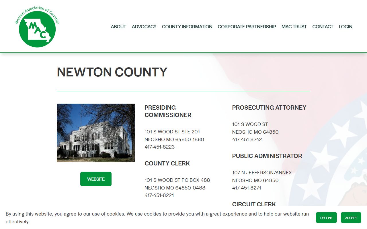 Newton County Missouri divorce records circuit clerk contact information
