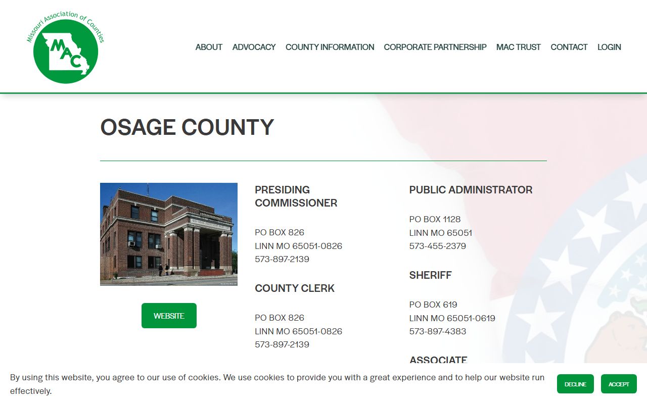 Osage County Missouri Circuit Clerk-Recorder office contact for divorce records