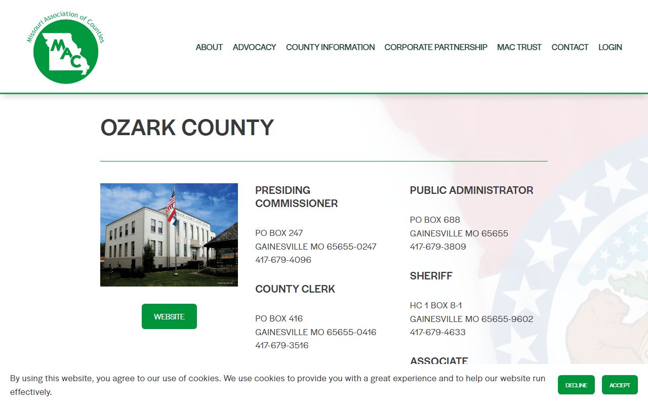 Ozark County Missouri Circuit Clerk-Recorder contact for divorce records