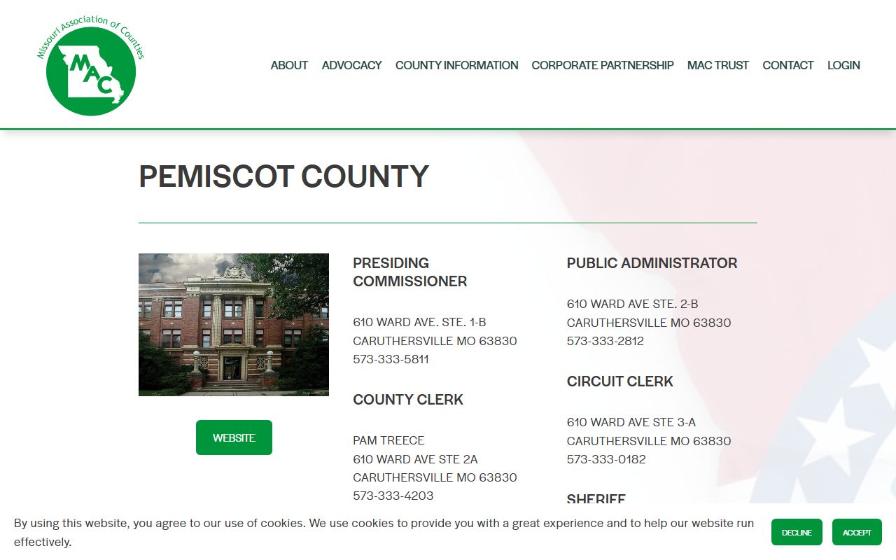 Pemiscot County Missouri Circuit Clerk office for divorce records in Caruthersville