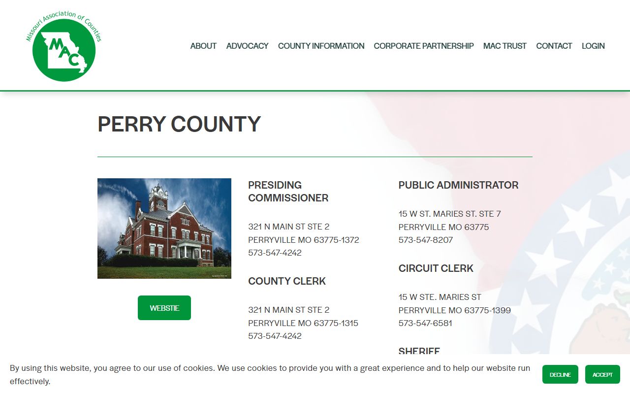 Perry County Missouri Circuit Clerk office in Perryville for divorce records