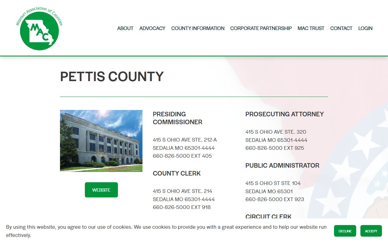 Pettis County Missouri divorce records circuit clerk contact information