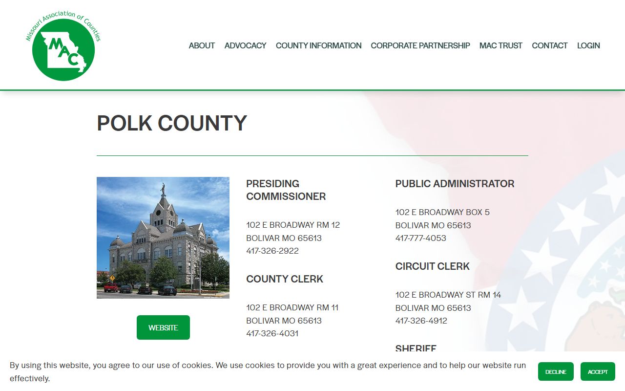 Polk County Missouri divorce records circuit clerk contact information