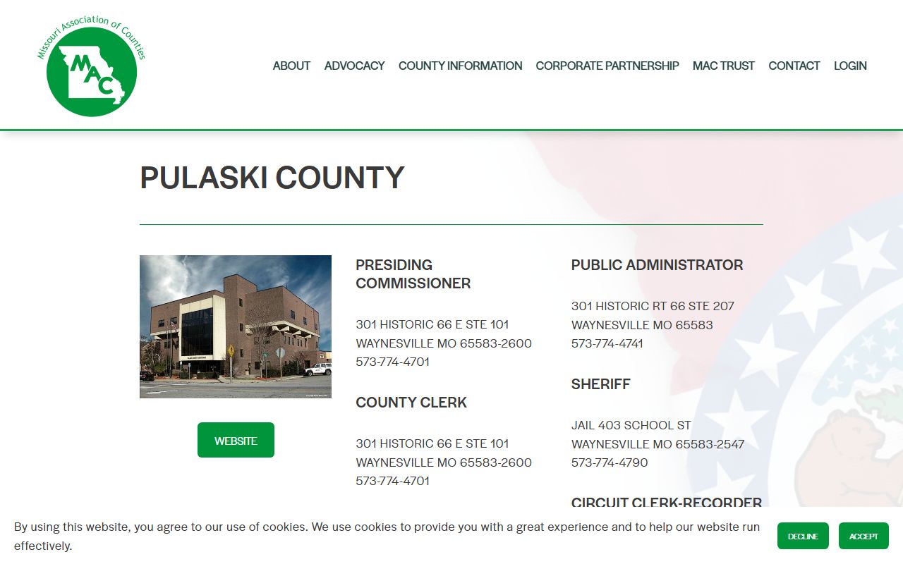 Pulaski County Missouri divorce records circuit clerk contact information
