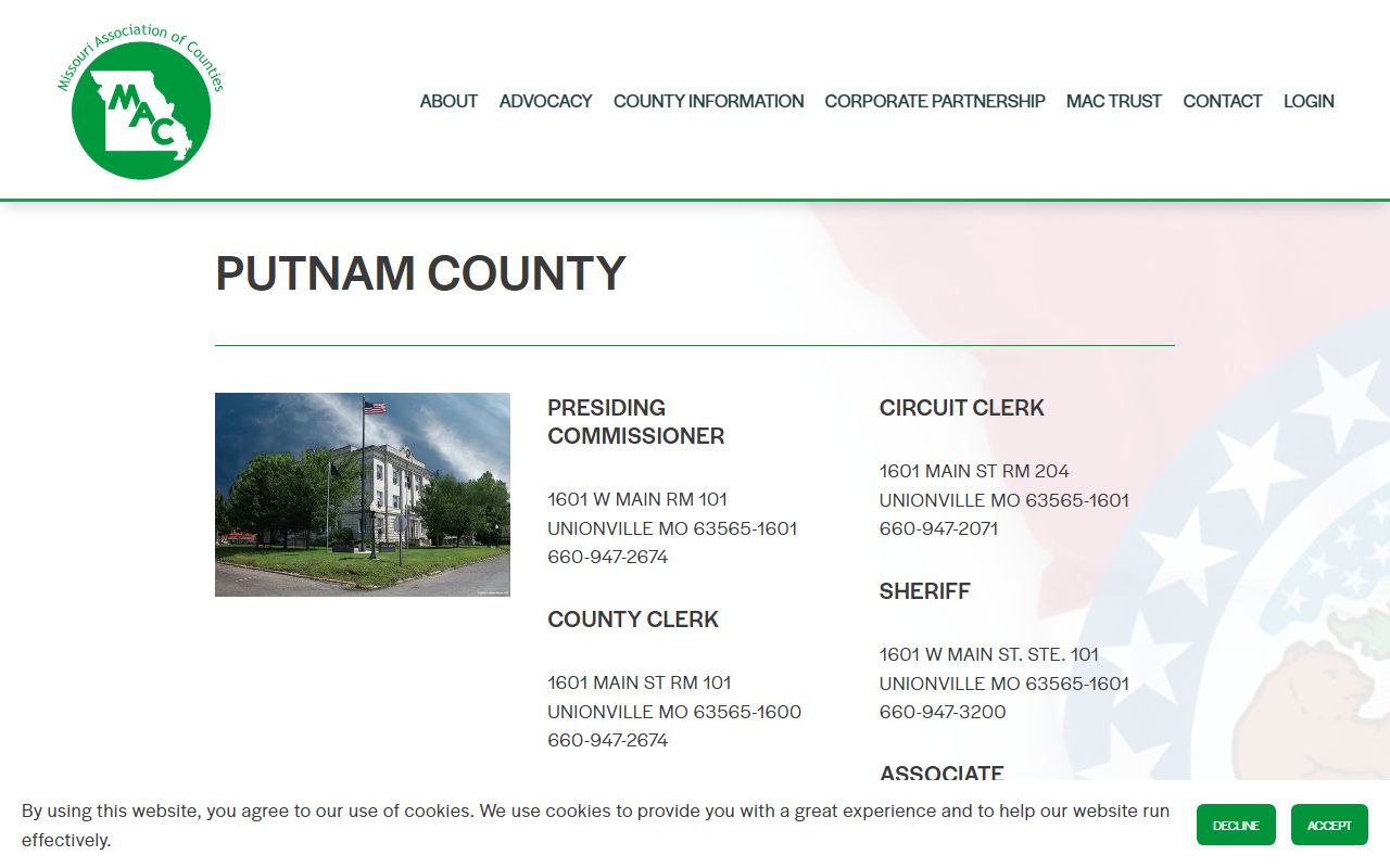 Putnam County Missouri divorce records official contact information