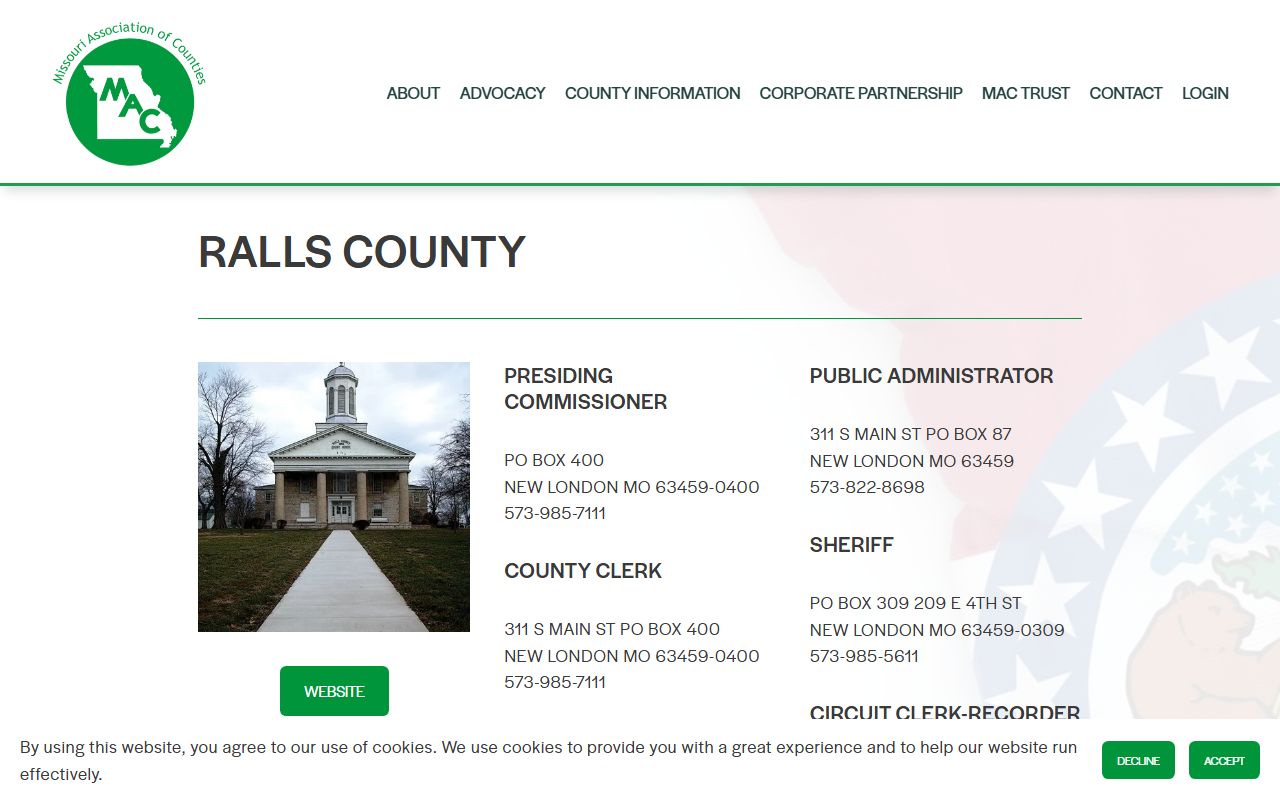 Ralls County Missouri divorce records association of counties directory