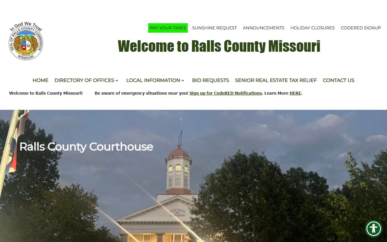 Ralls County Missouri official government divorce records page