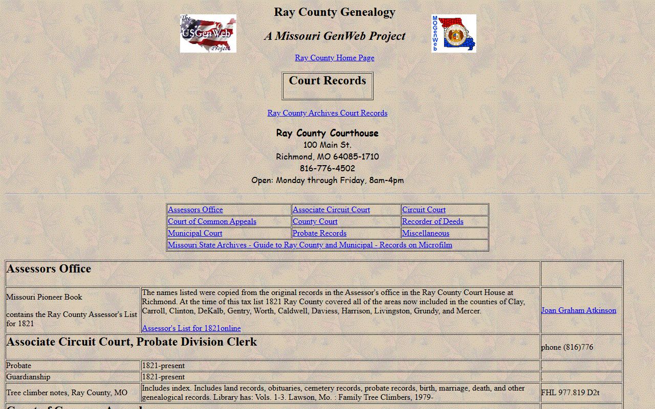 Ray County MOGenWeb court records divorce records historical information