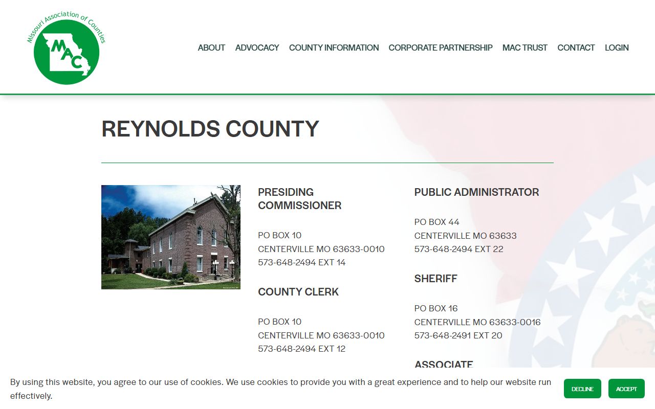 Reynolds County Missouri divorce records association of counties directory