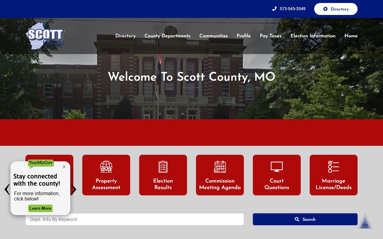 Scott County Missouri government divorce records information page