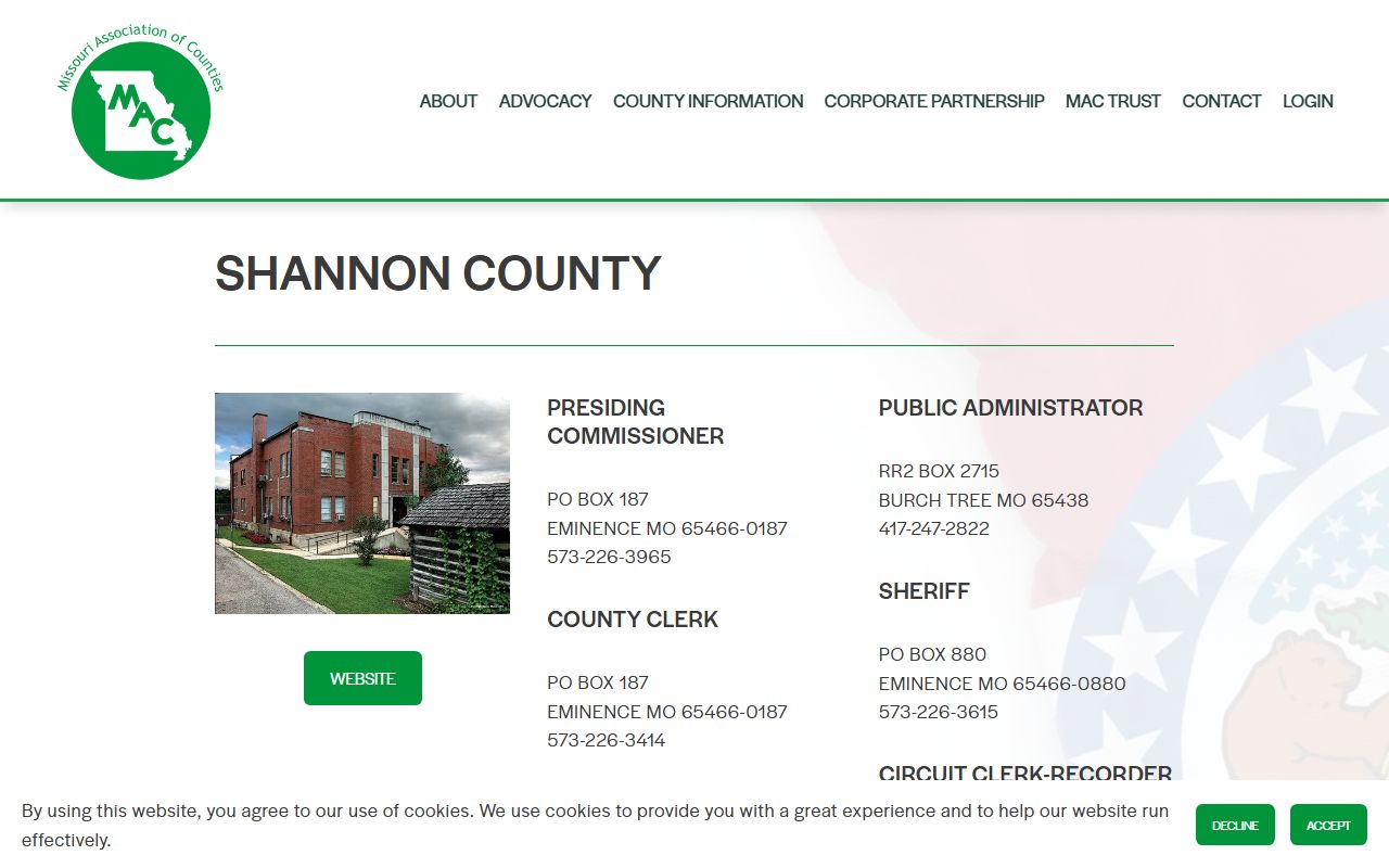 Shannon County Missouri divorce records association of counties directory