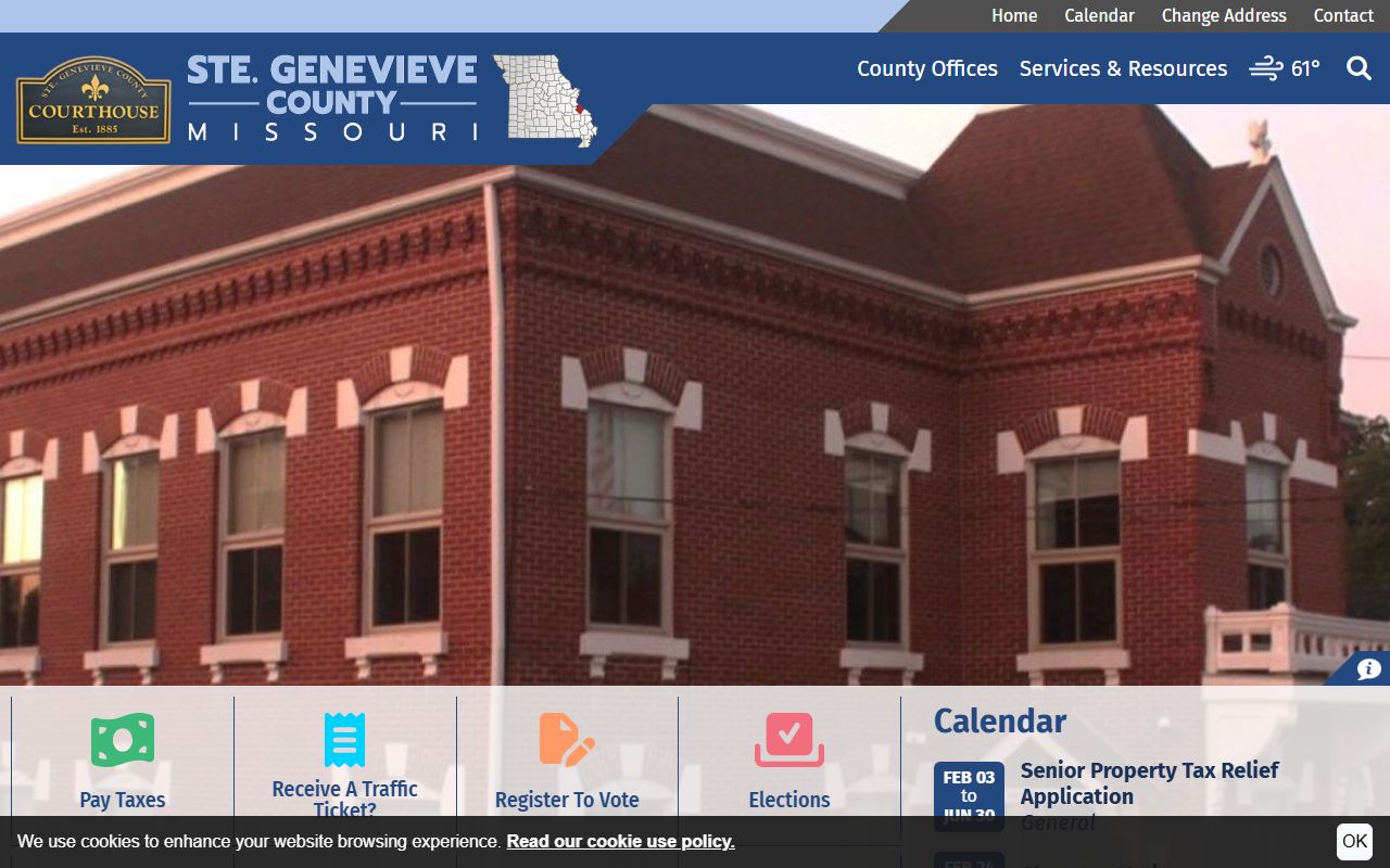Ste. Genevieve County Missouri government website for divorce records