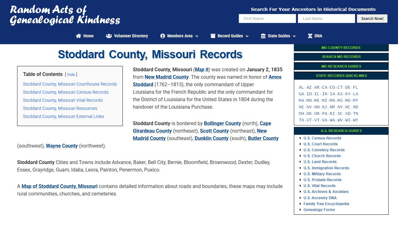 Stoddard County genealogical records divorce records information