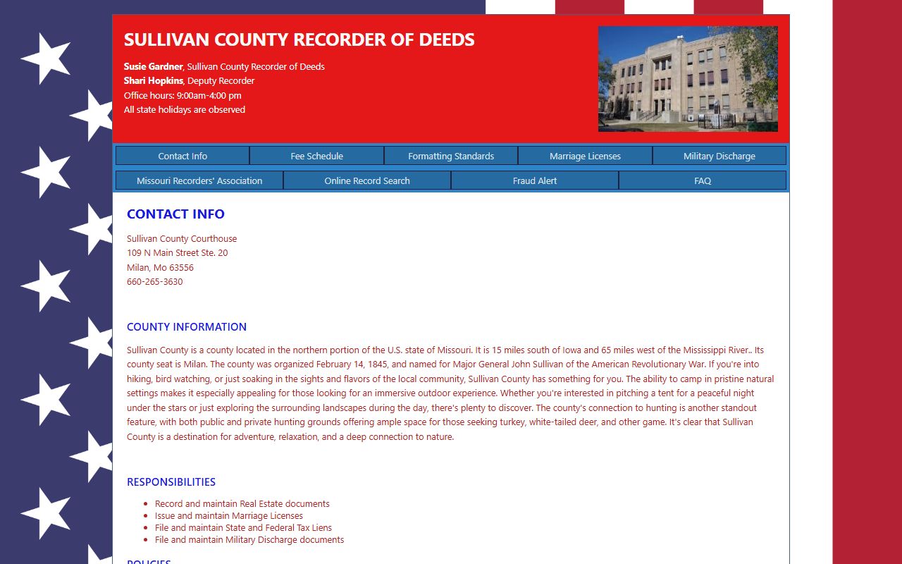 Sullivan County Recorder of Deeds office for related divorce records
