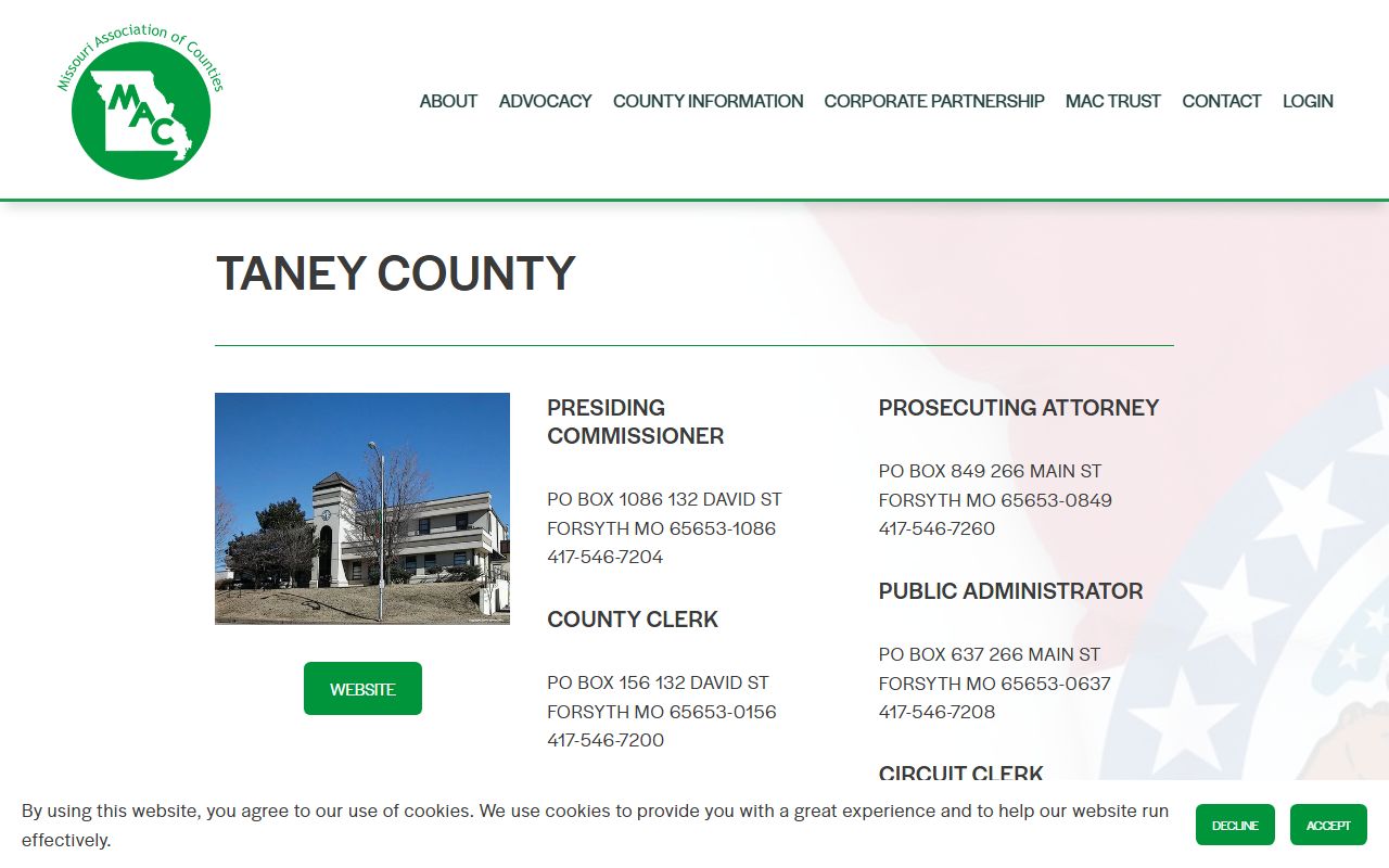 Taney County Missouri divorce records directory from Missouri Association of Counties