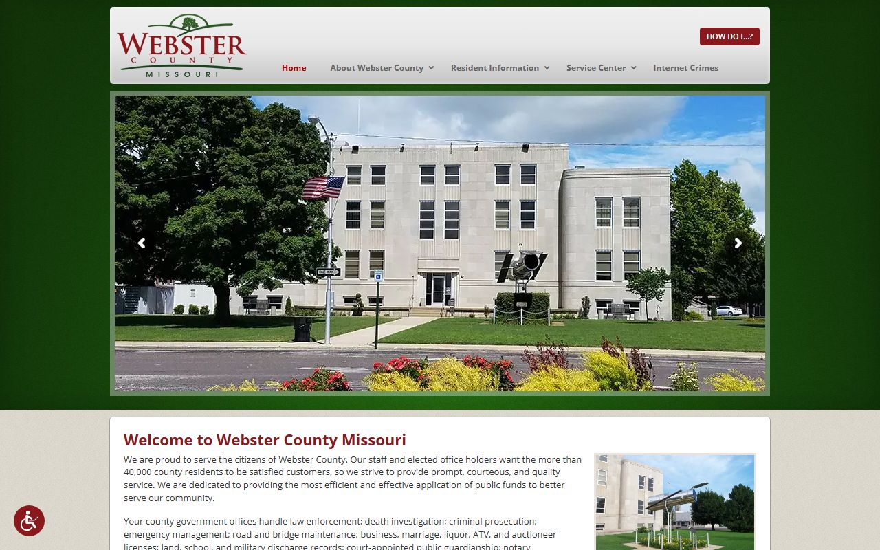 Webster County Missouri government page for divorce record access